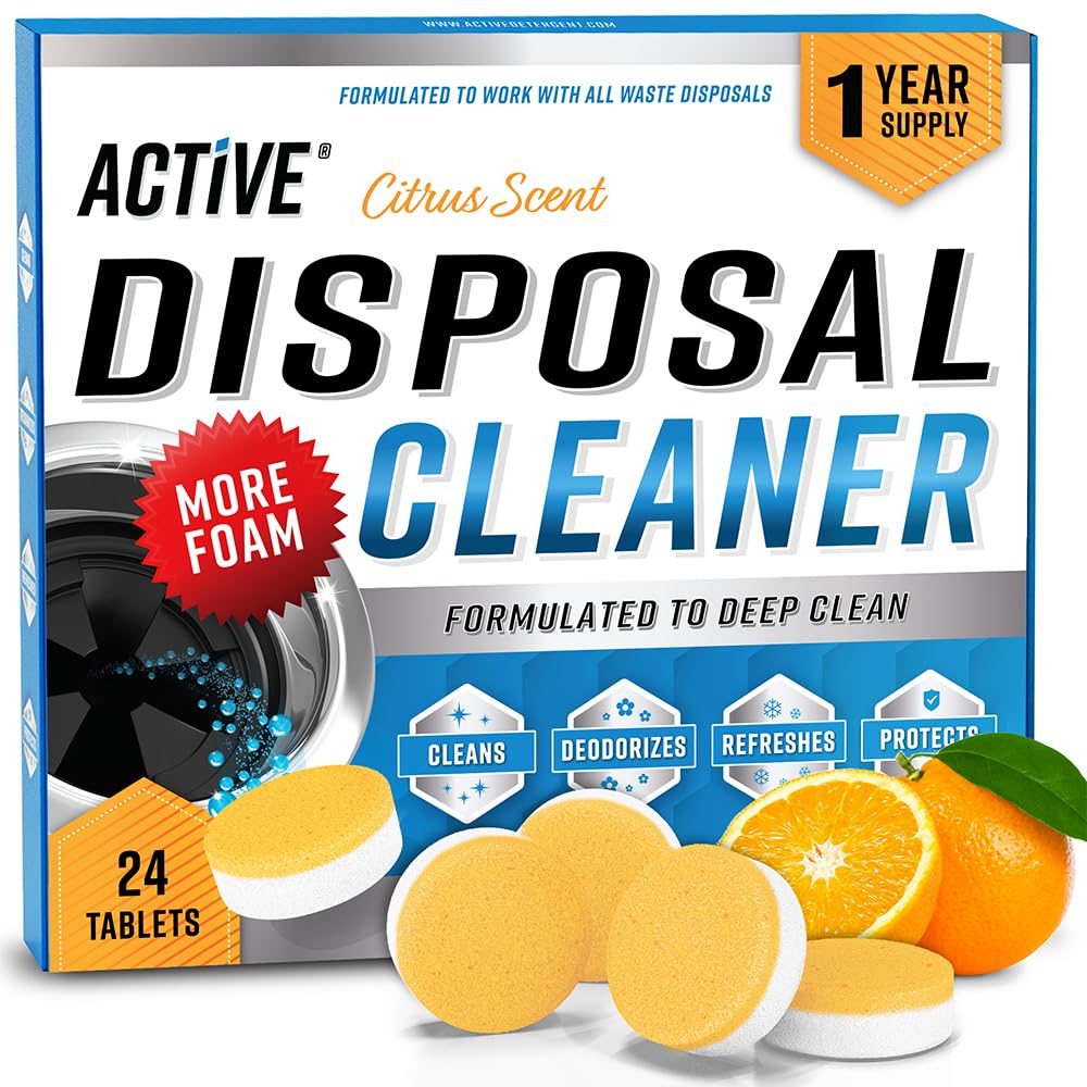 Foaming Garbage Disposal Cleaner Deodorizer Tablets, Citrus Scent - 24 Pack