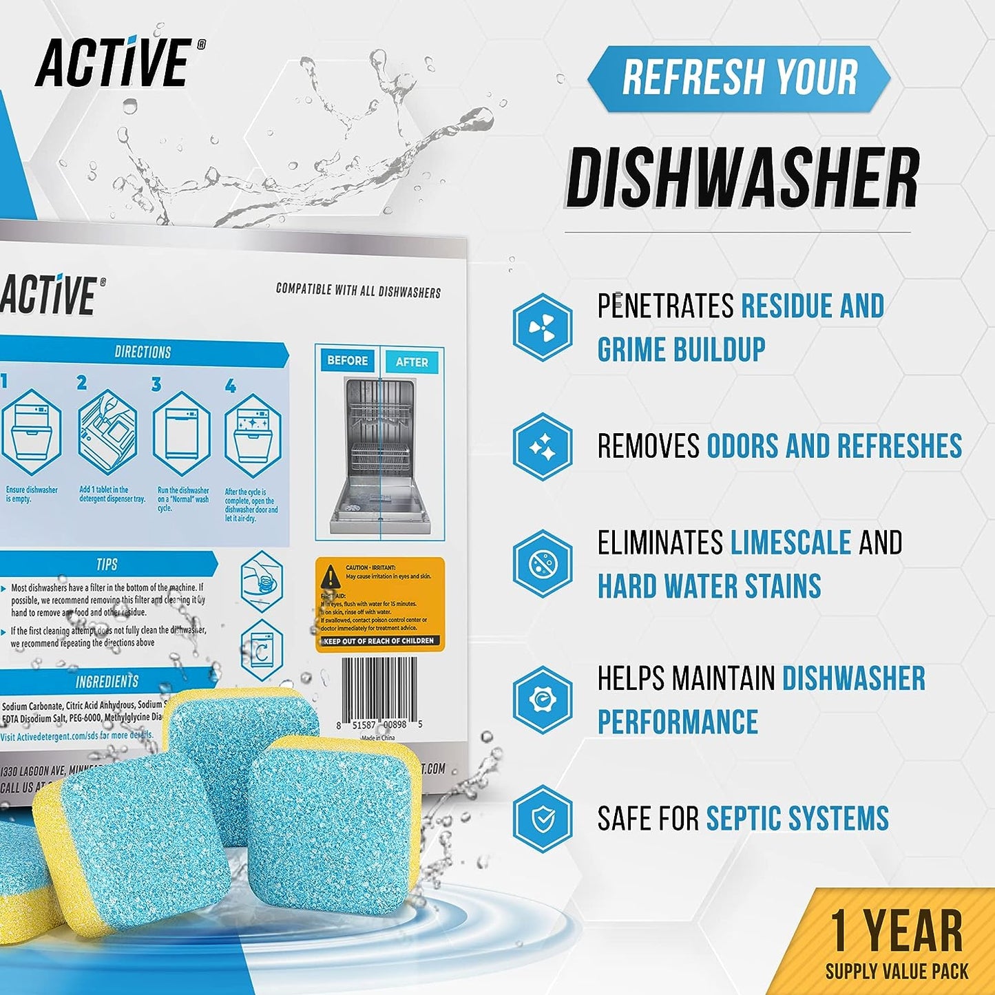 Appliance Bundle Starter: Washer + Dishwasher + Disposal Cleaner Descalers