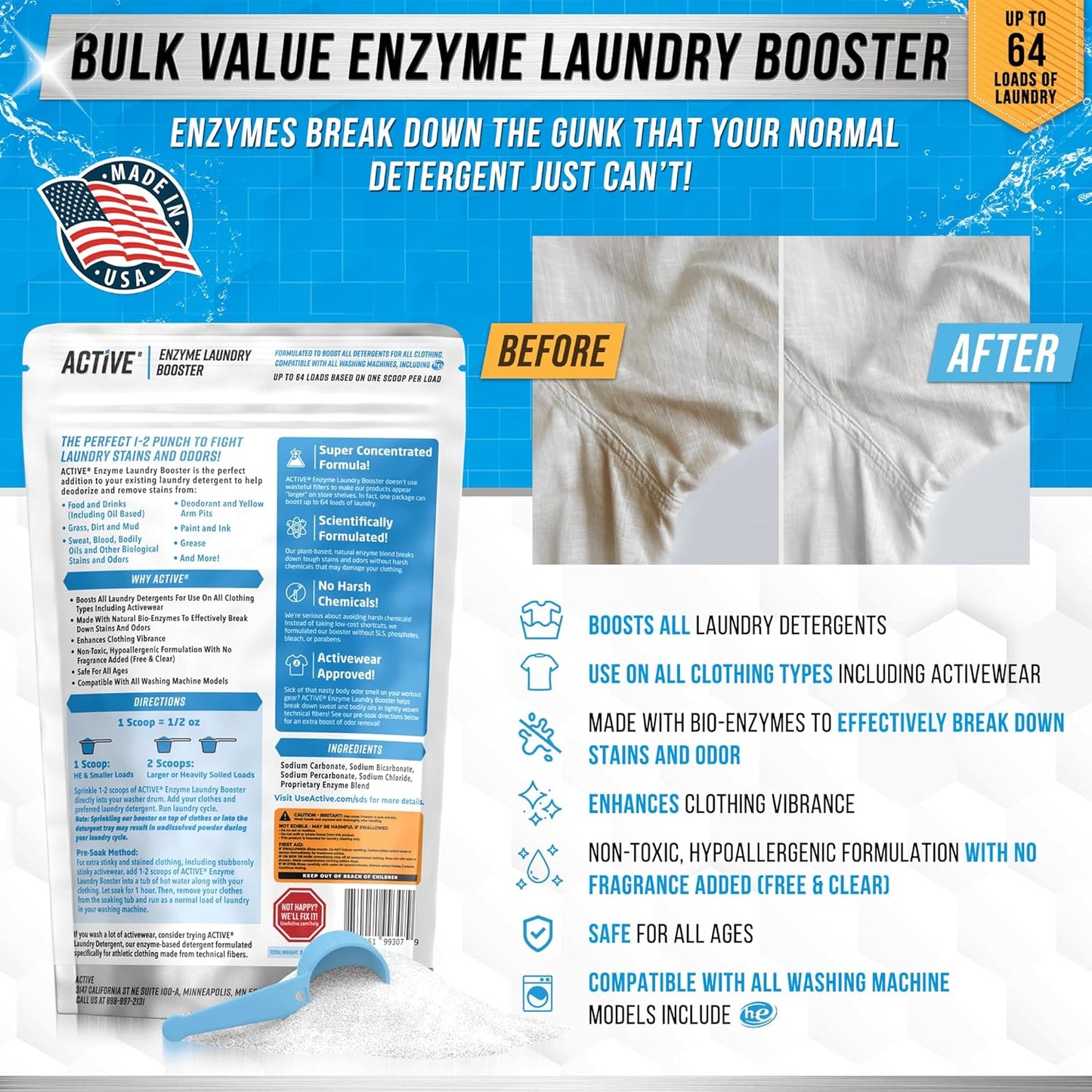 Enzyme Laundry Booster & Stain Remover - 2 LB