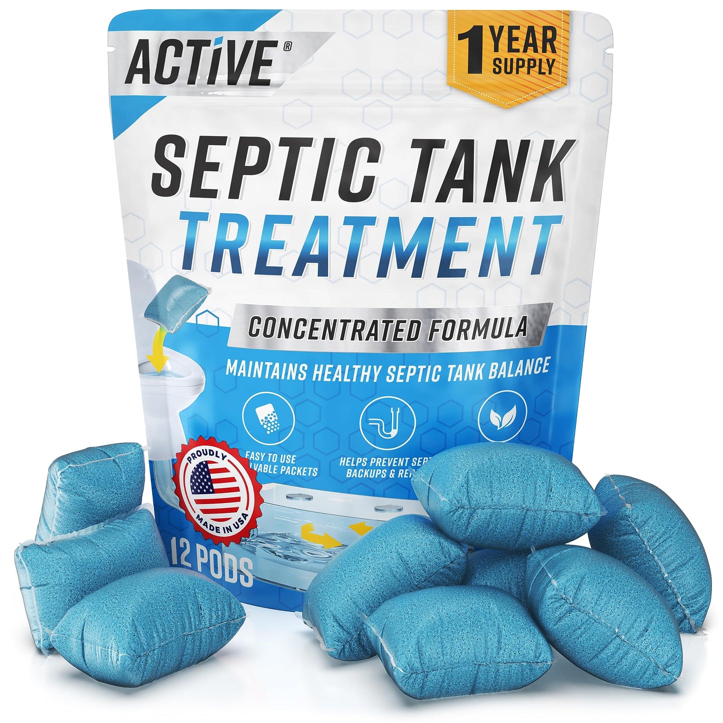 Septic Tank System Treatment Pods - 12 Packets